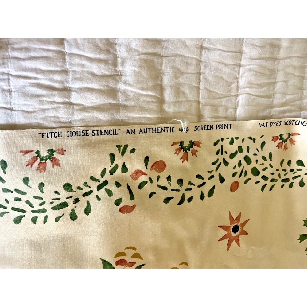 Waverly Fitch House Stencil Fabric Piece 2.3 Yards Vintage Stamped Look Floral - Picture 6 of 9